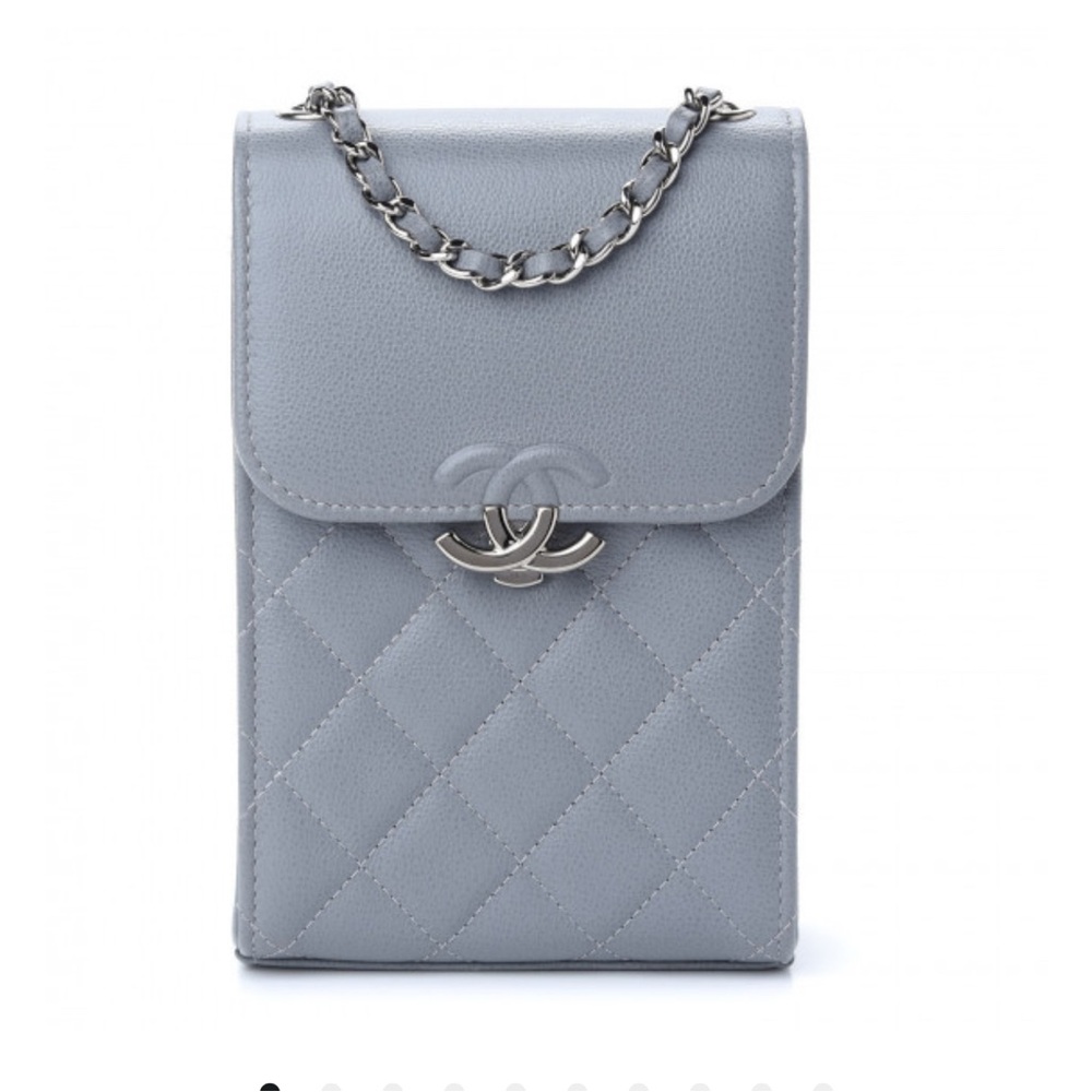 Grained Calfskin Quilted CC Box Clutch